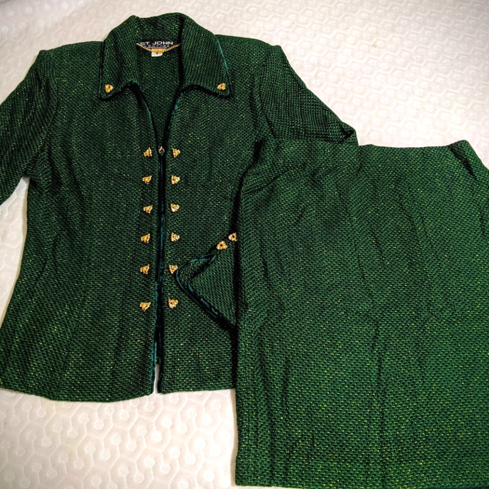 St. John Couture by Marie Gray Jade Tweed Jacket & Skirt Set